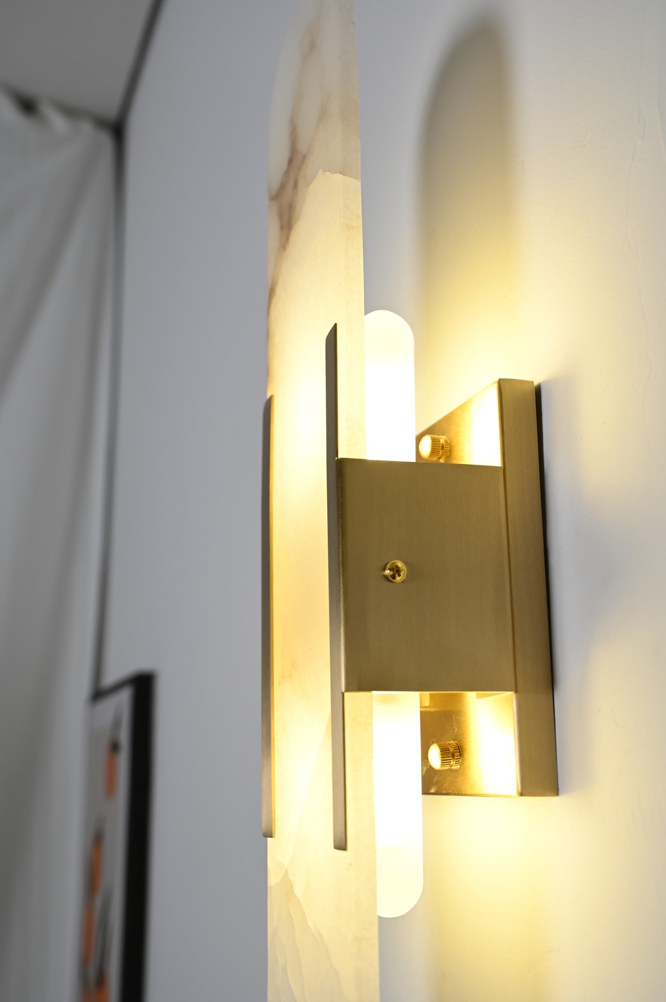 Modern Spanish Alabaster Capsule Wall Sconce - 10 real photo 5