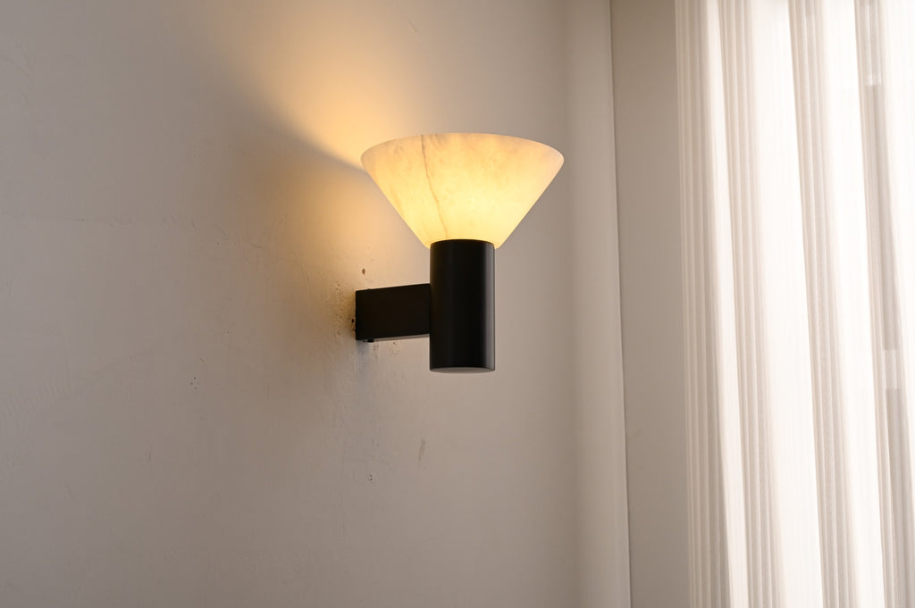 Modern Snowflake Alabaster Cup Wall Sconce - 10 real photo 5