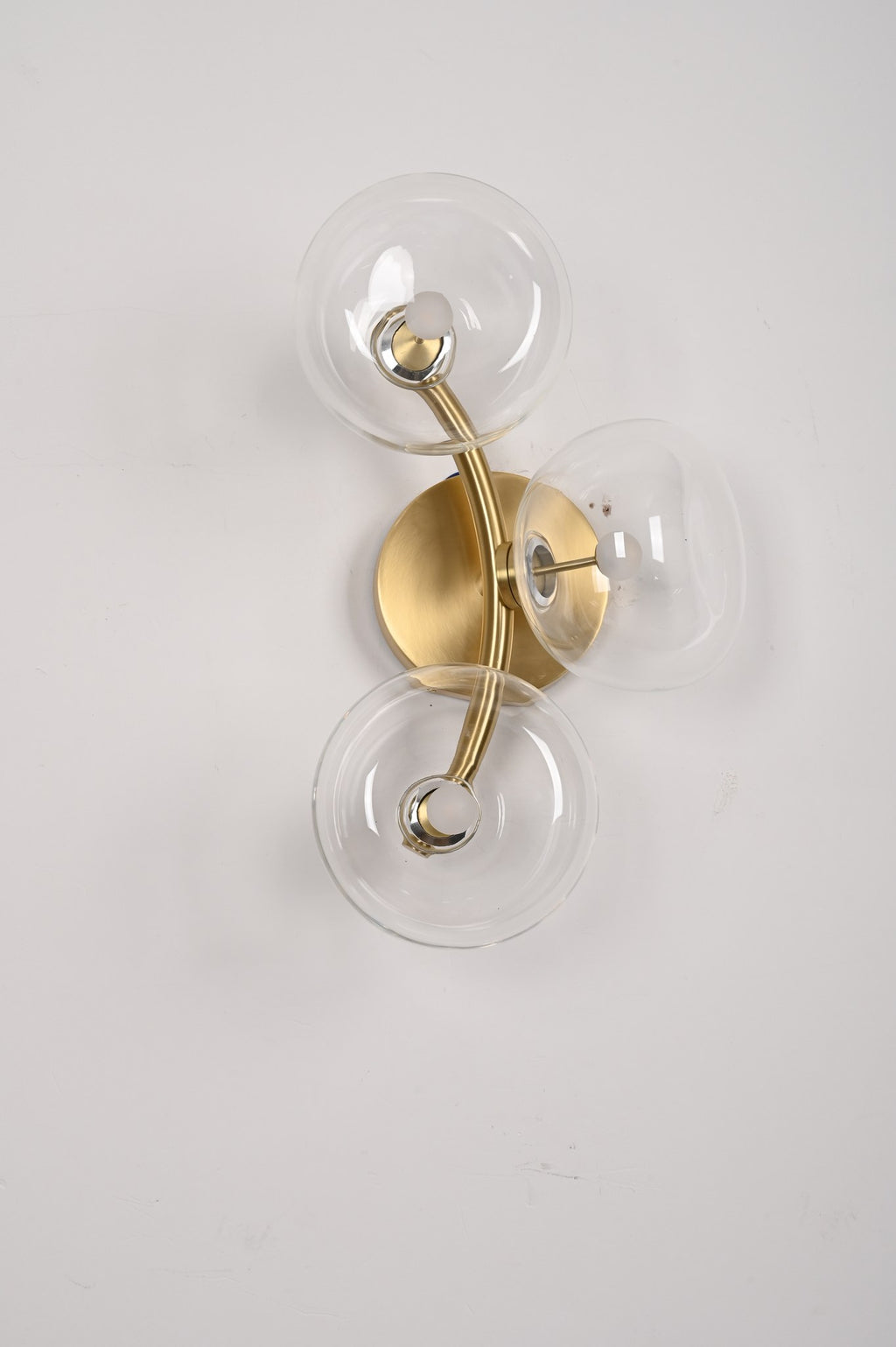 Modern Glass Globe Branch Wall Sconce in Natural Brass - 10 10-real-shot-glass-globe-wall-sconce-globe-detail