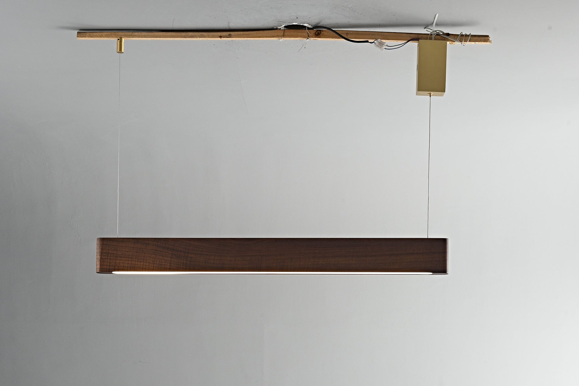 Modern Wood Linear LED Pendant Light - 21 10-real-white-ash-lit-detail