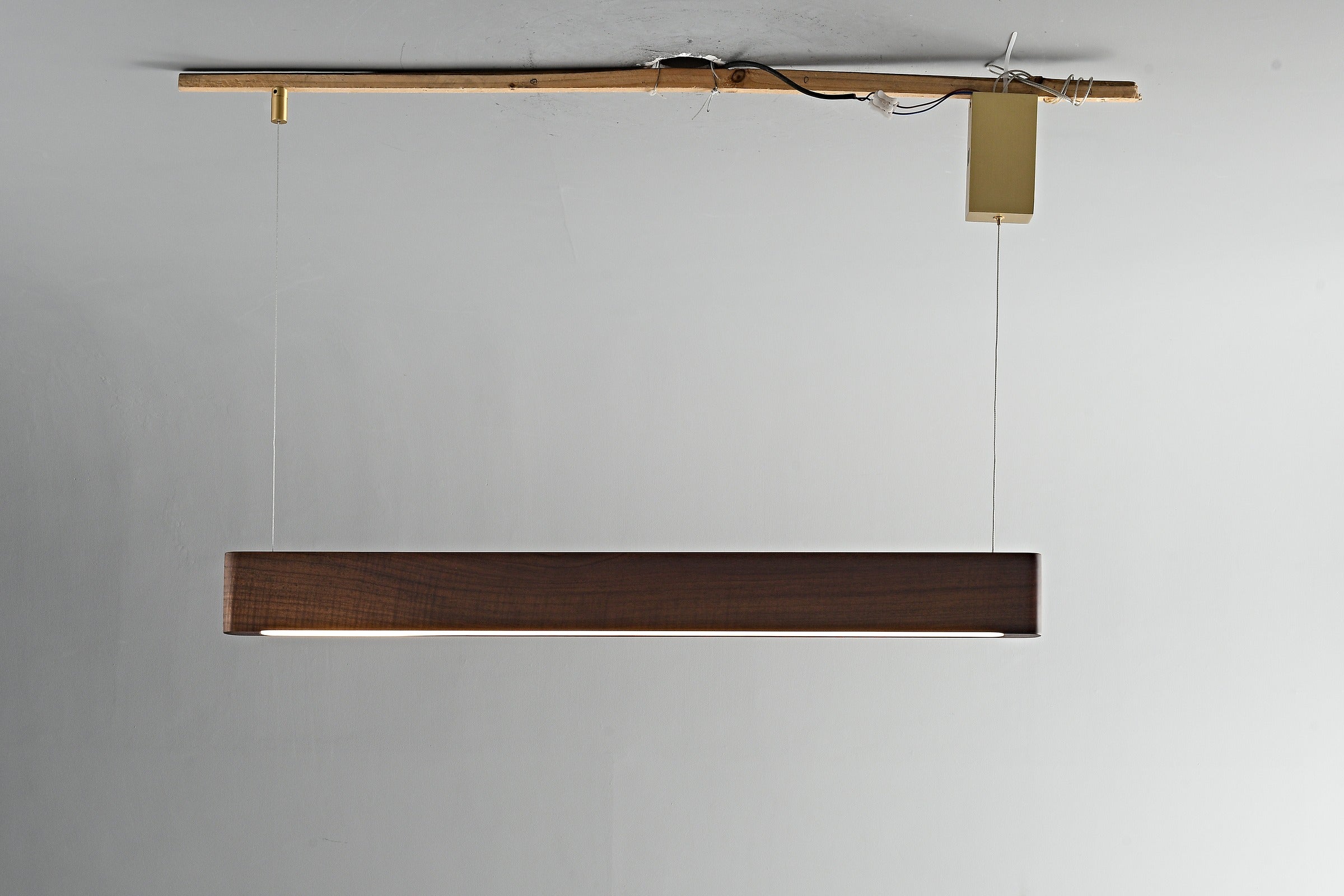 Modern Wood Linear LED Pendant Light - 21 10-real-white-ash-lit-detail