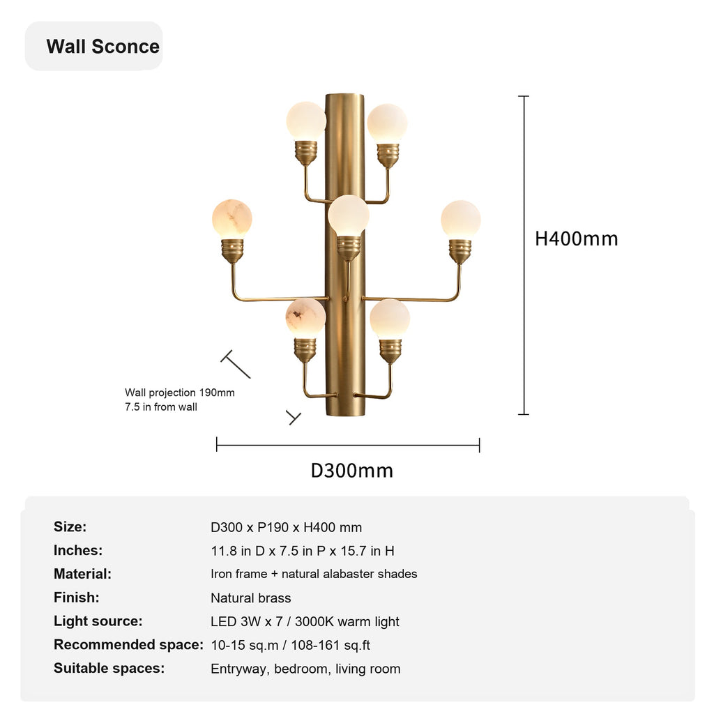 Modern Spanish Alabaster Wall Sconce in Natural Brass - 10 sku wall sconce english