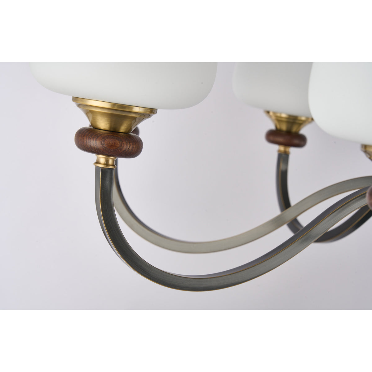 Supplier real detail photograph of the Wetherby blackened looping arms and shade supports