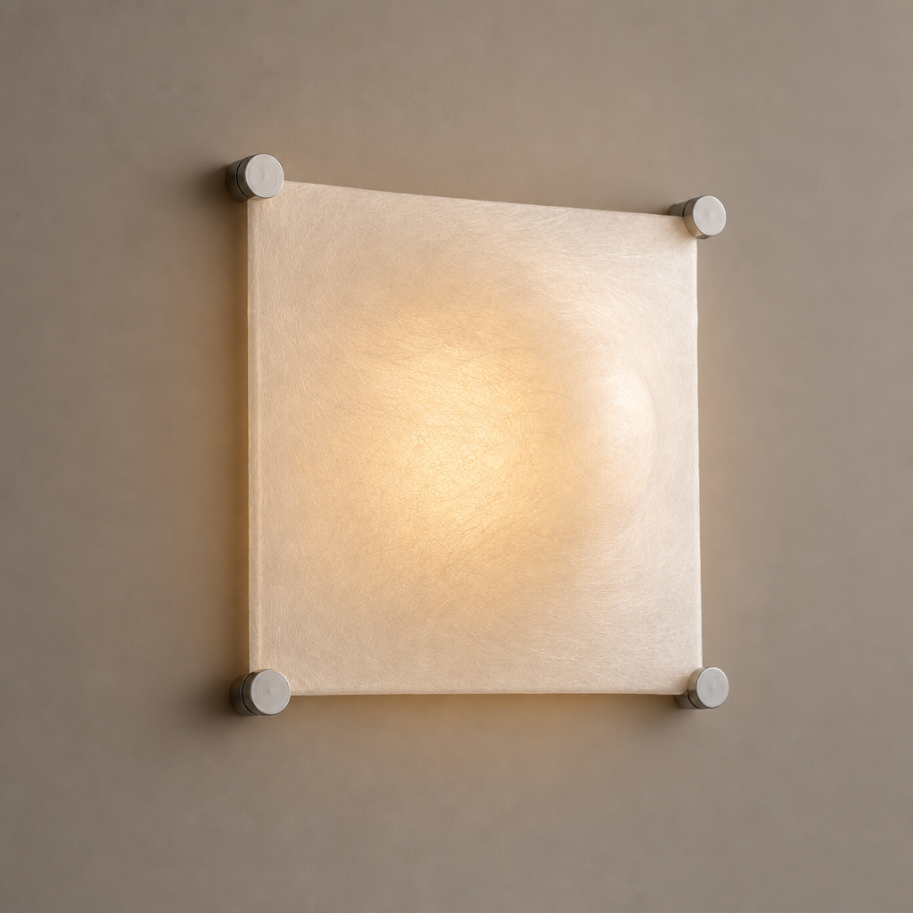 Modern Square Mulberry Silk wall scone in Chrome - product image 01