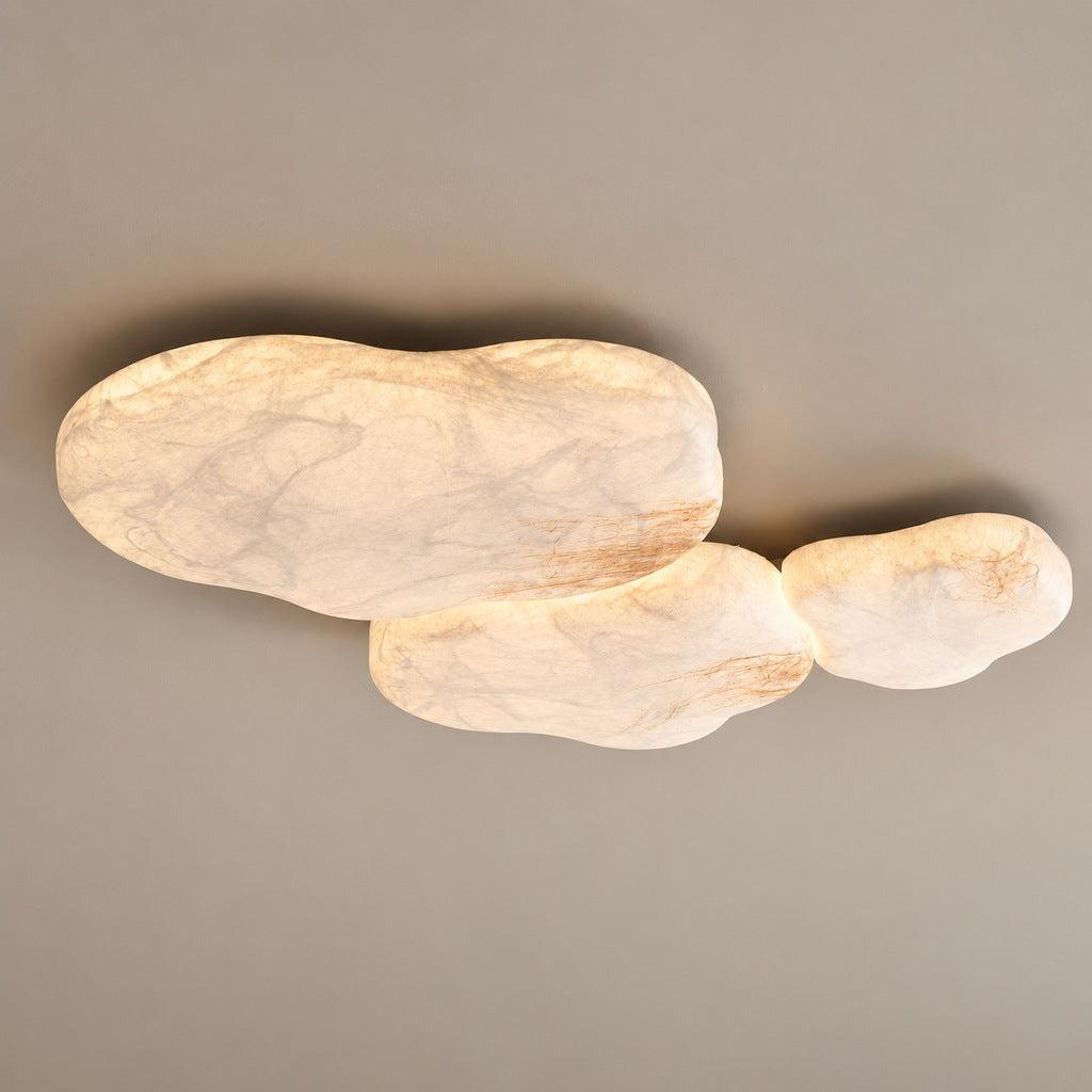 Mulberry silk and hemp cloud ceiling light on a warm neutral ceiling