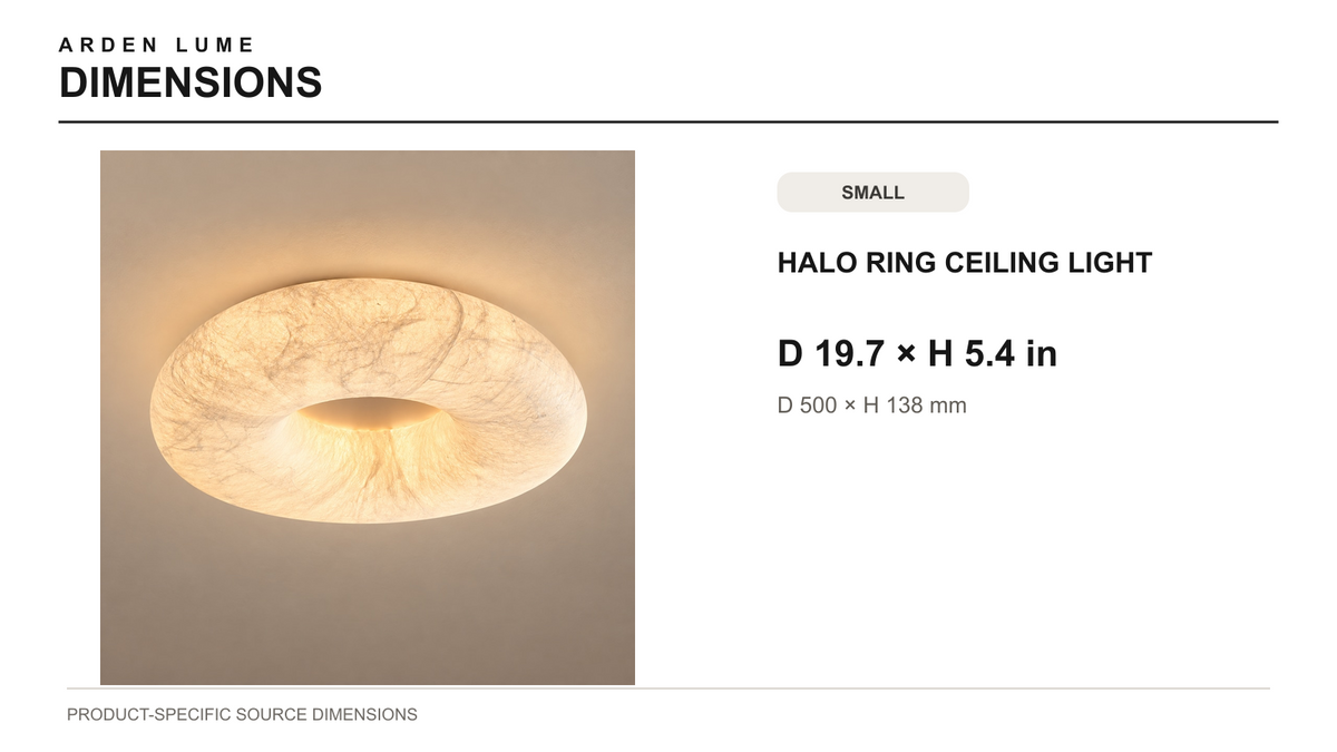 Small halo ceiling light dimensions D 19.7 by H 5.4 inches