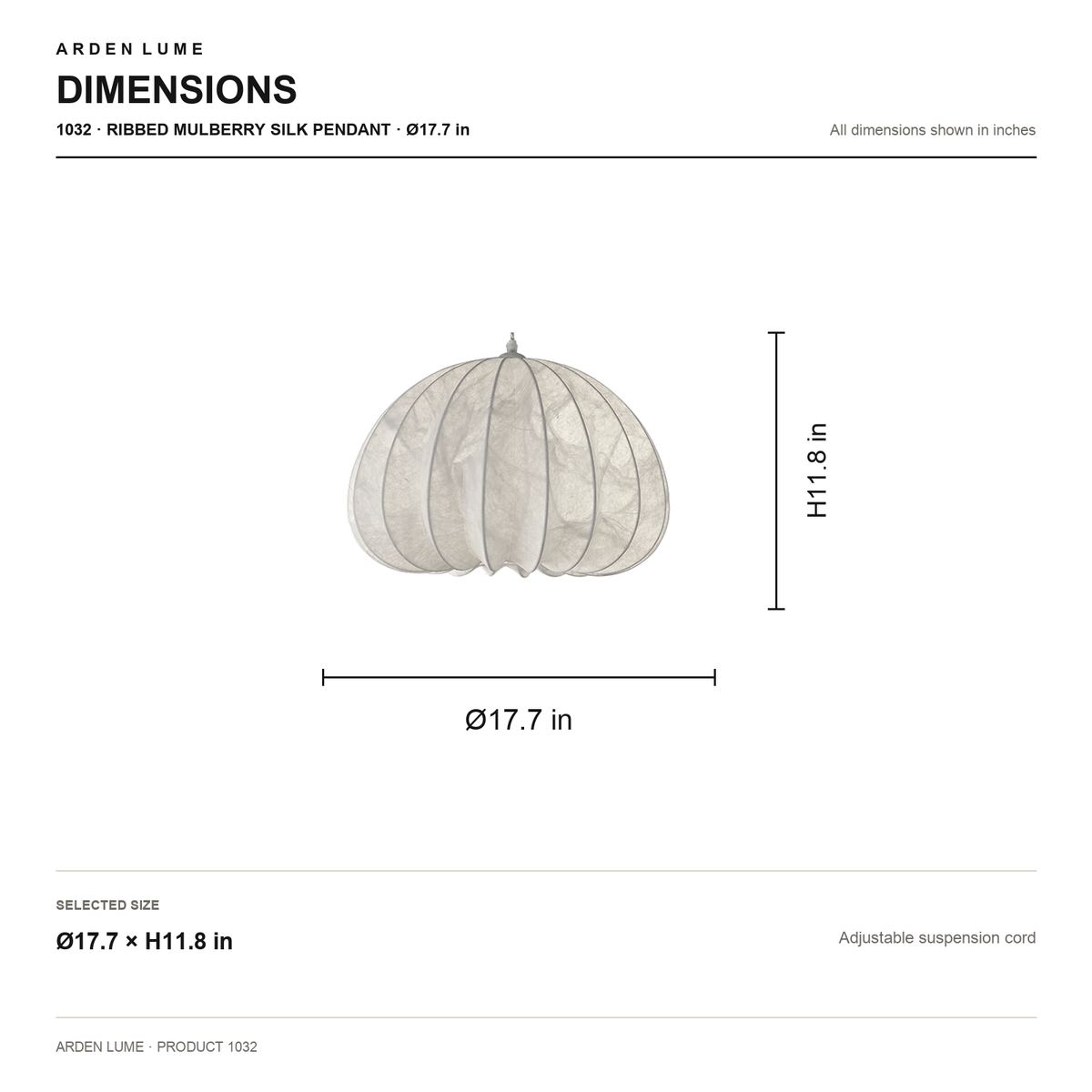 Aeriwisp 1032 pendant dimensions for 17.7 inch size
