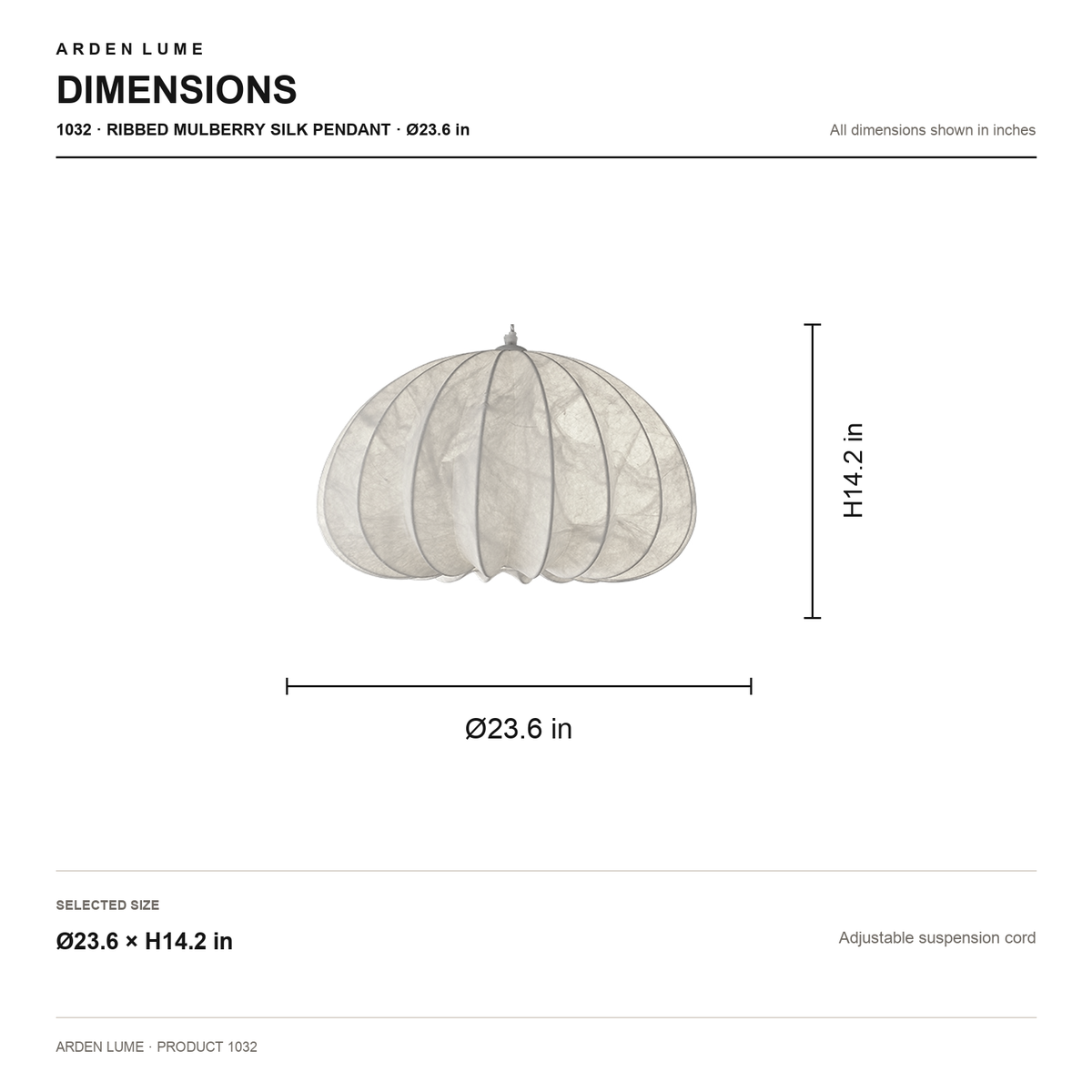 Aeriwisp 1032 pendant dimensions for 23.6 inch size