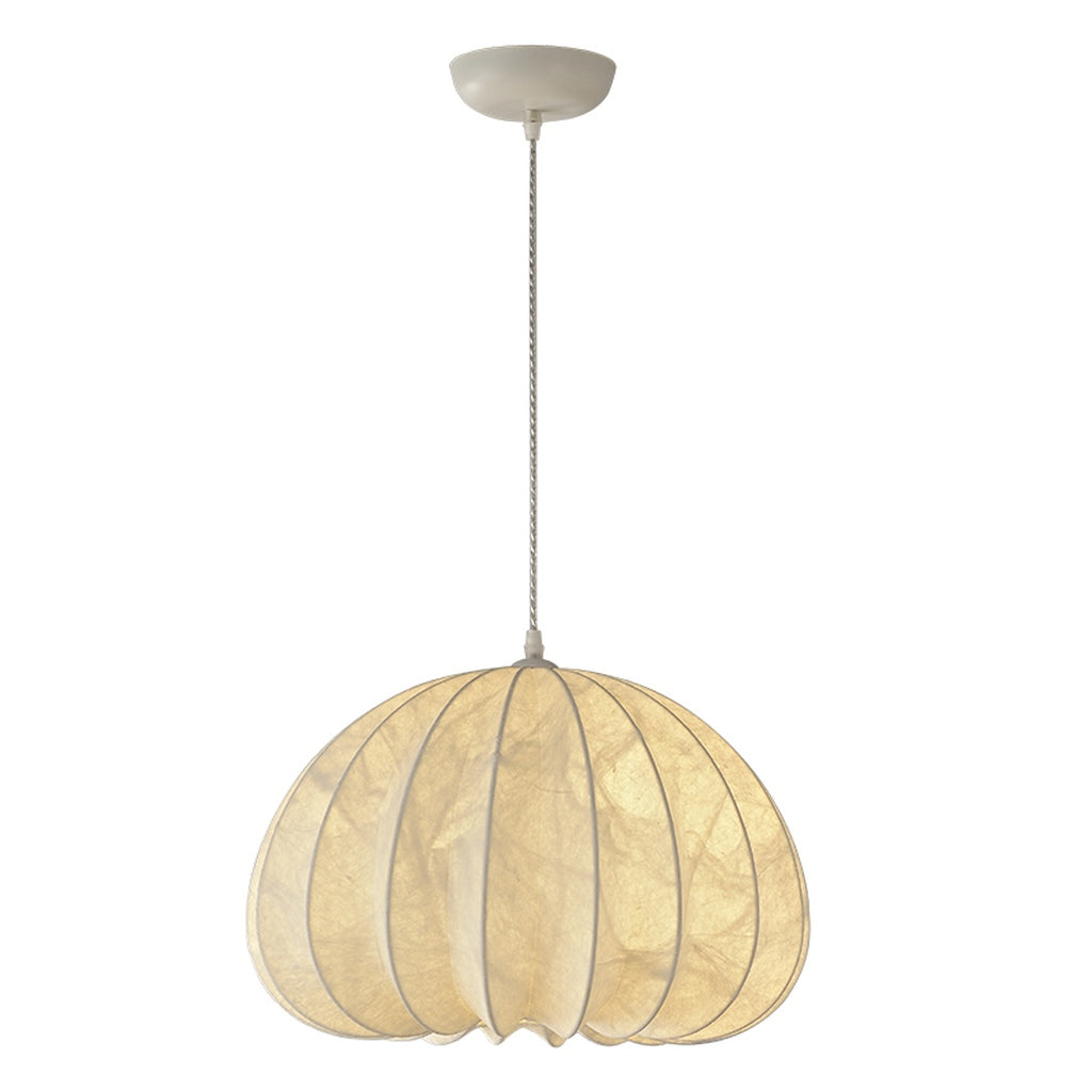 Full Aeriwisp ribbed mulberry silk pendant light on white background
