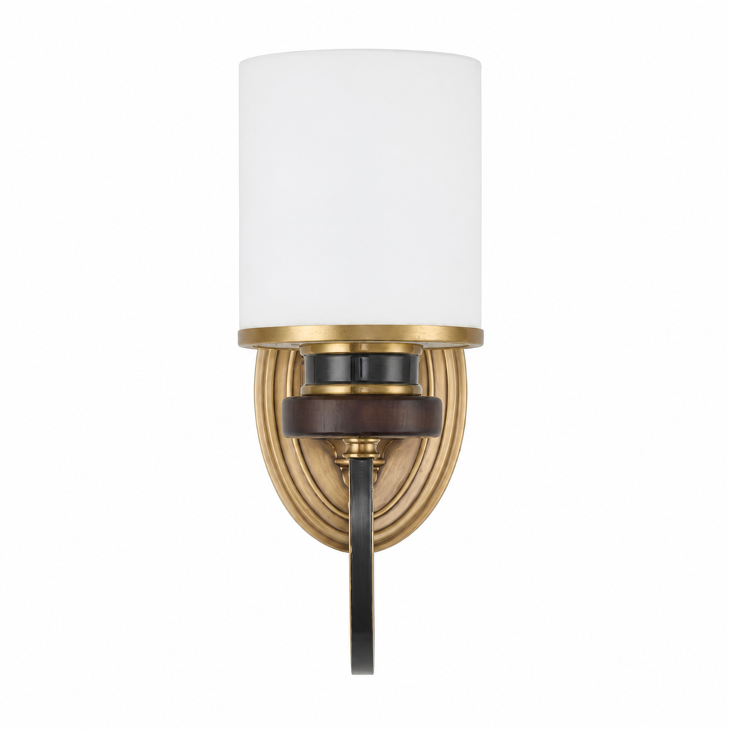 Complete Ashbourne single-light wall sconce on pure white