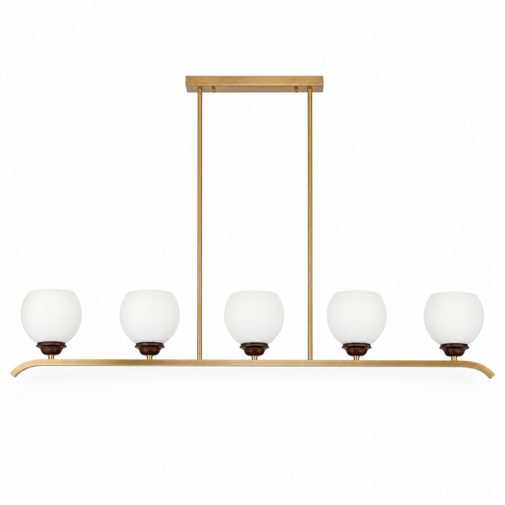 Complete Avelune five-light linear chandelier on pure white