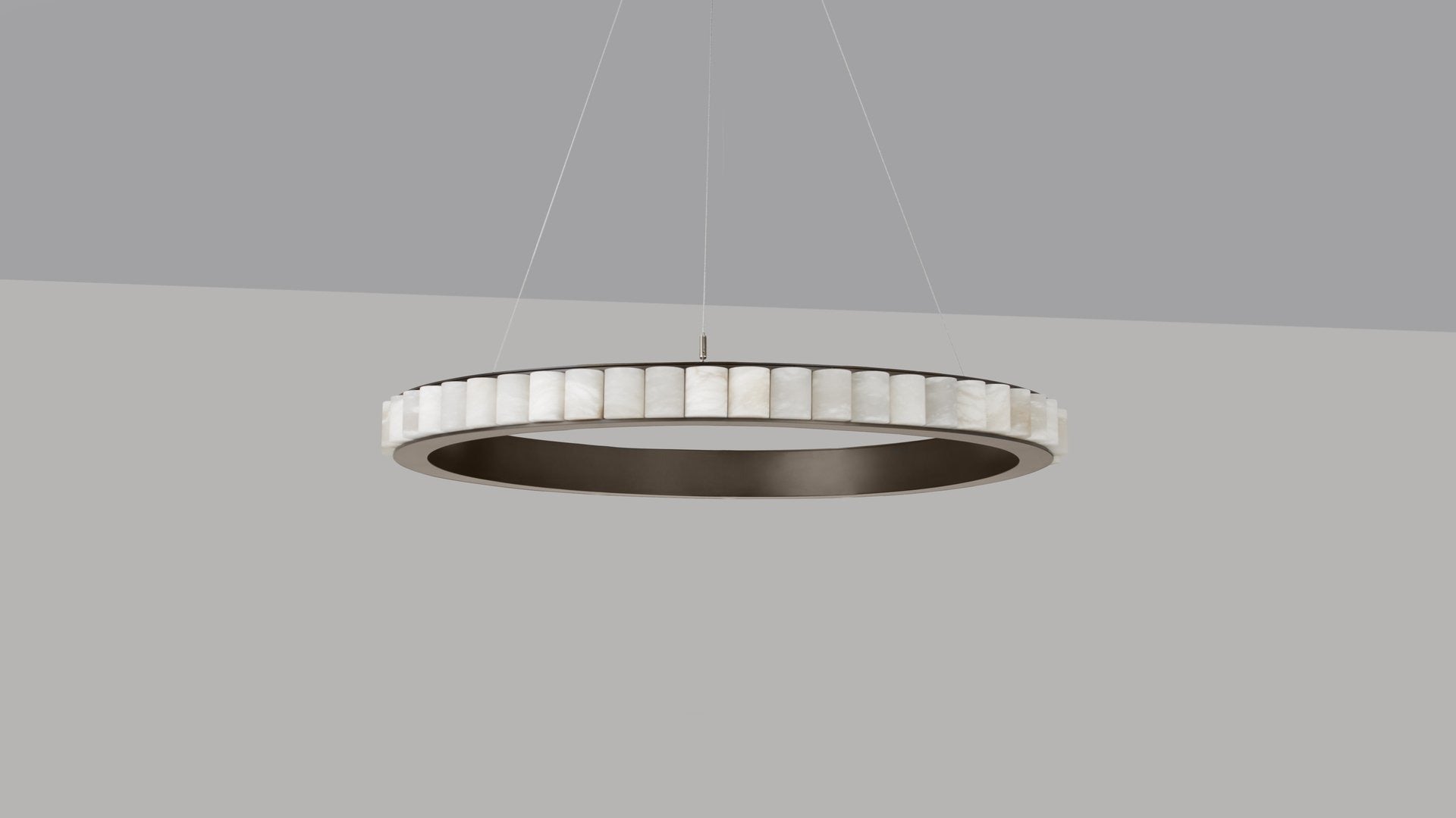 Modern Alabaster Ring LED Pendant Chandelier - 22 11-black-single-ring-render
