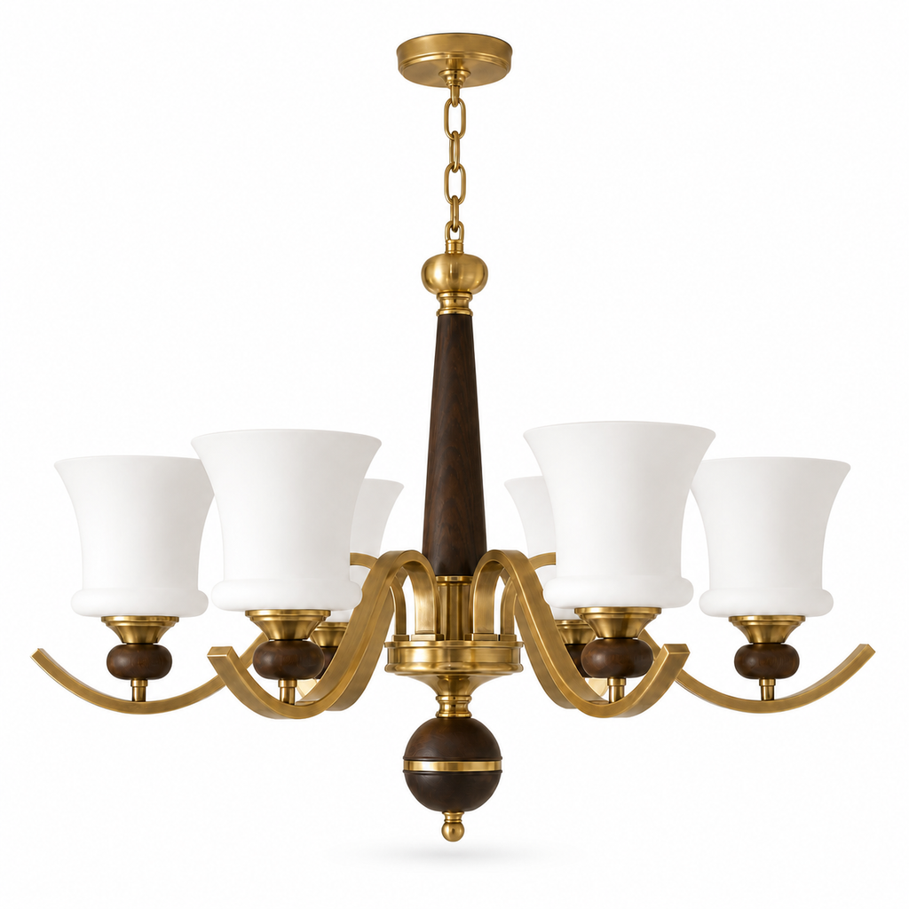 Complete Brontelle six-light chandelier on pure white