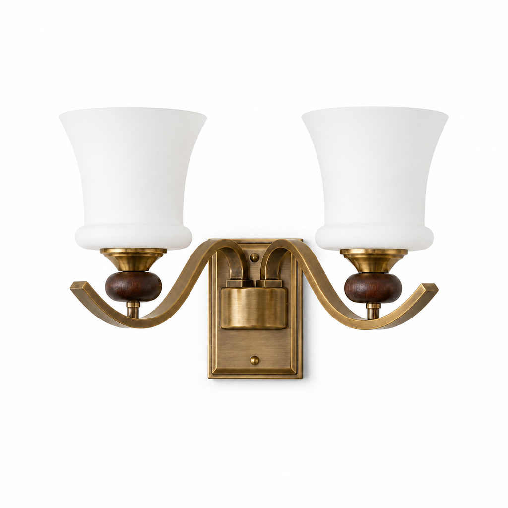 Complete Brontelle two-light wall sconce on pure white