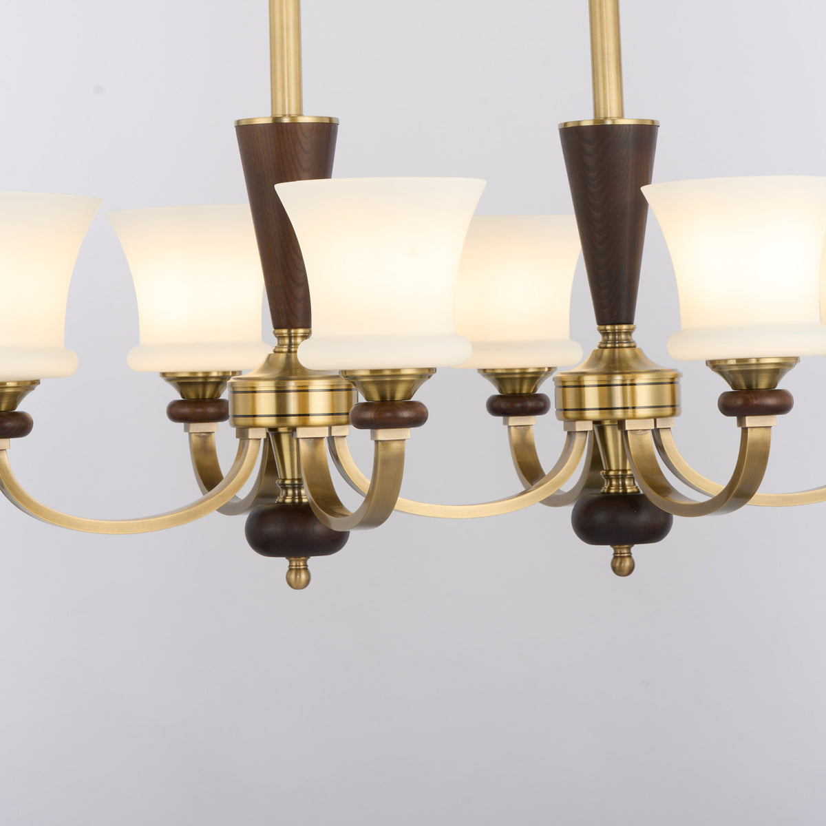Caldrienne linear chandelier opal glass detail
