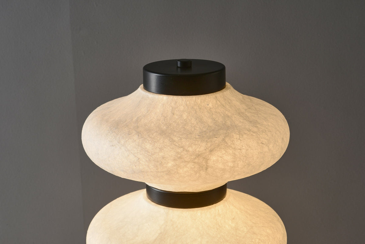 Modern Mulberry Silk Stacked Floor Lamp in Matte Black and White - 11 11-detail-base