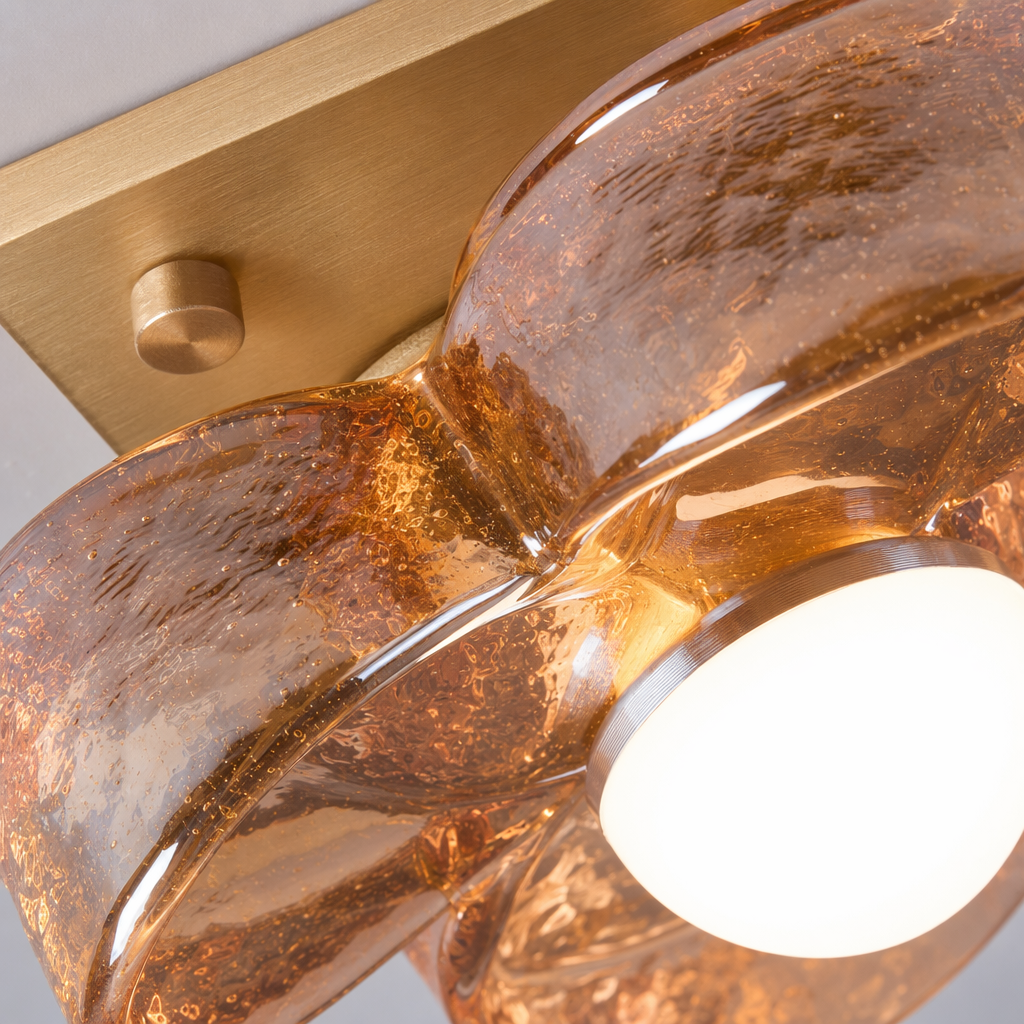 4-Light Amber Glass Flush Mount Ceiling Light material and finish detail