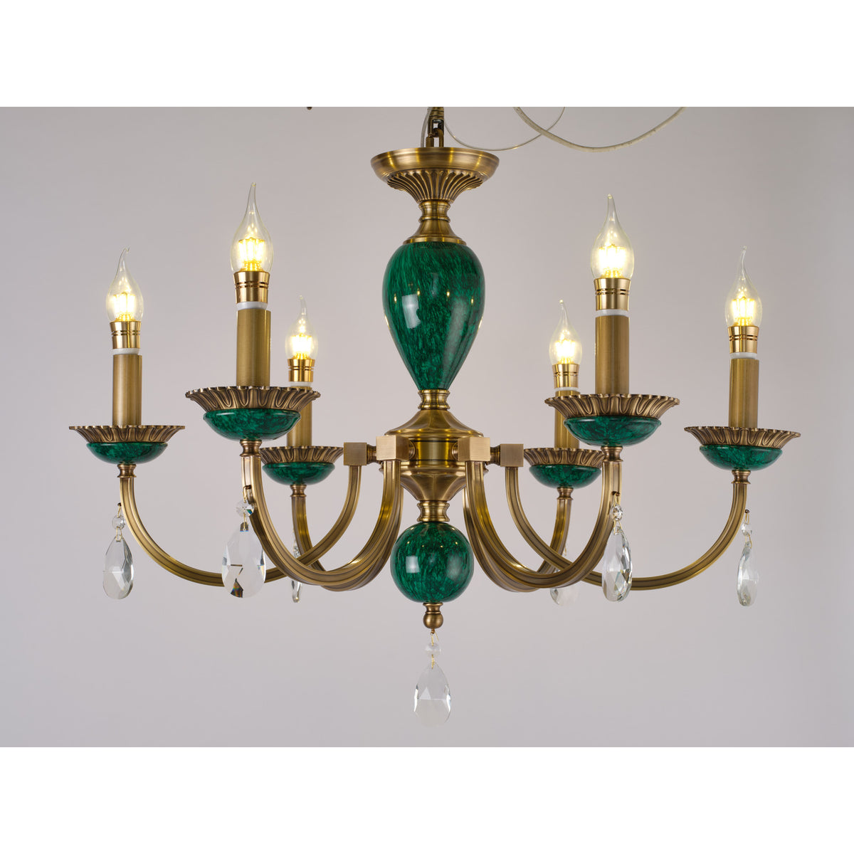 Alternate real product photograph of the Valeria six-light chandelier