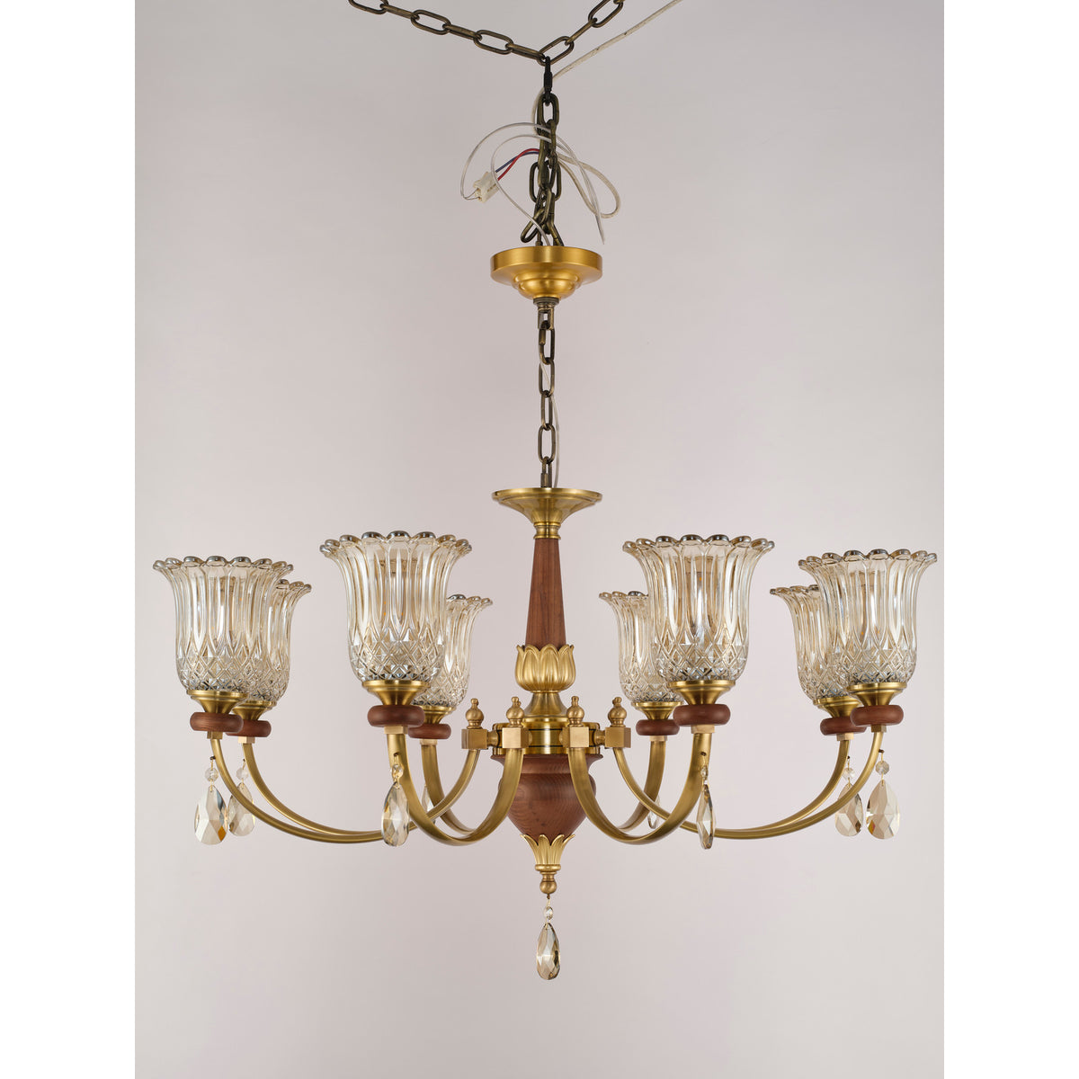 Supplier real angled product photograph of a single-tier chandelier