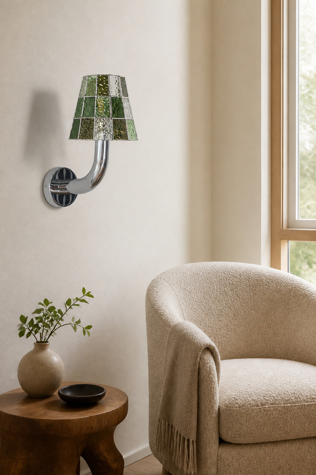 Textured Glass Long-Arm Wall Sconce — long green reading daylight