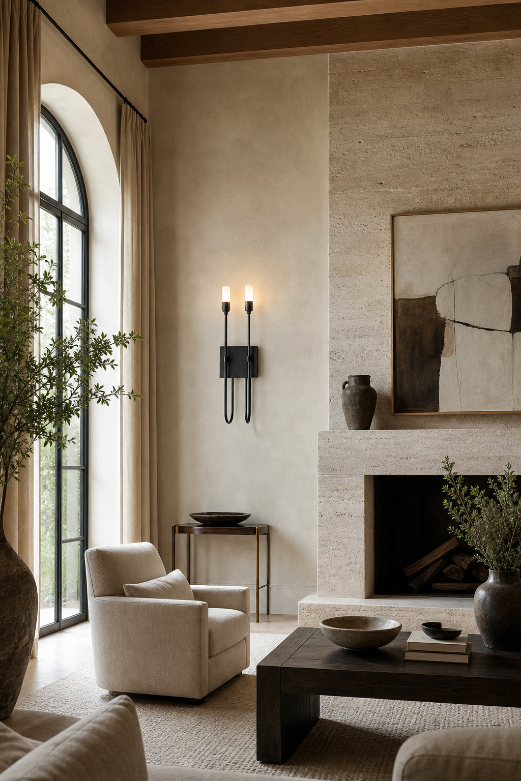 Double Loop Wall Sconce copper black lounge accent wall wide
