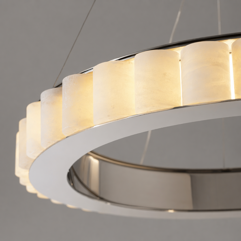 Modern Alabaster Ring LED Pendant Chandelier - 11 11-material-close-up