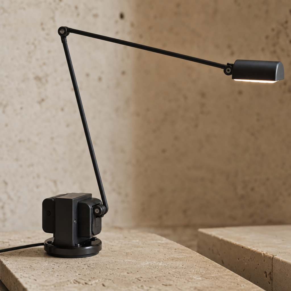 Daphine Adjustable LED Table Lamp black finish material close up