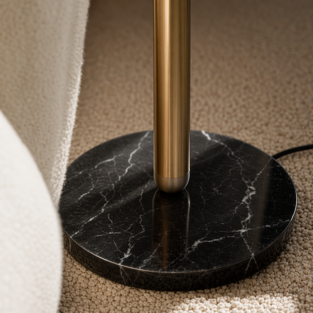 Modern Walnut LED Floor Lamp with Marble Base - generated main 11 11-material-close-up