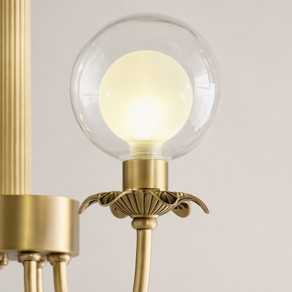 Modern Brass Glass Globe Chandelier - generated main 11 11-material-close-up