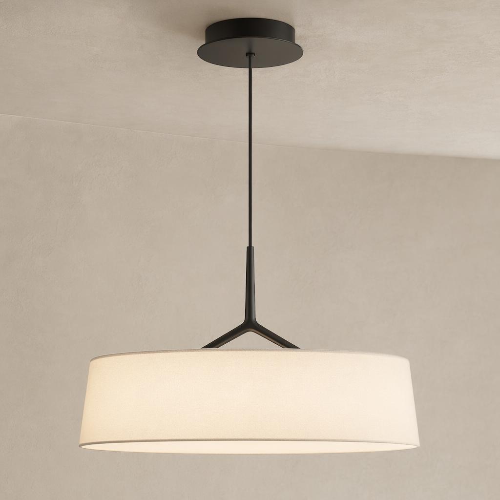Modern Fabric Drum LED Pendant Light - 11 11-material-close-up