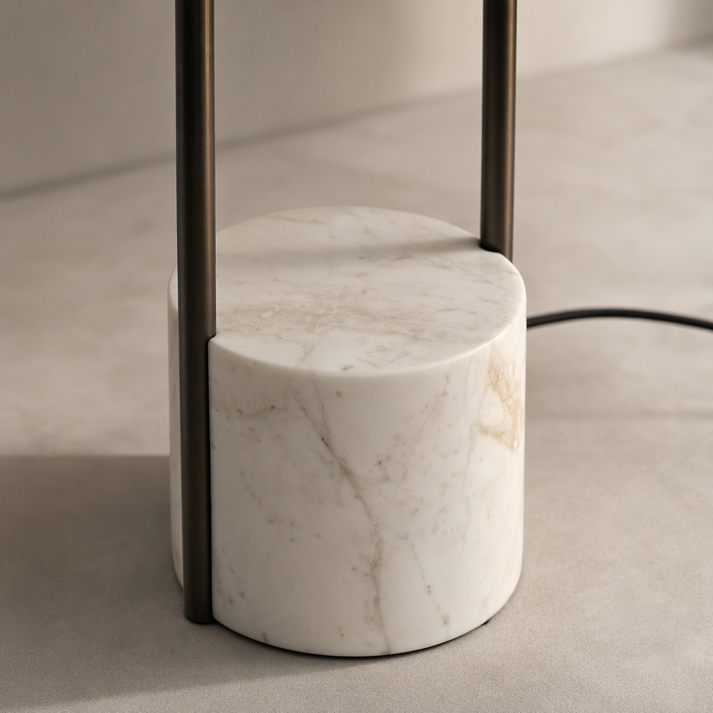 Modern Marble Base Copper Frame Floor Lamp - 11 11-material-close-up