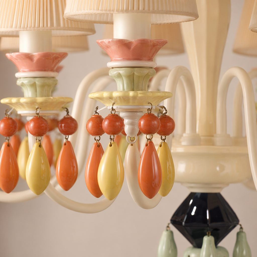 Pastel Ceramic Single-Tier Chandelier material close up