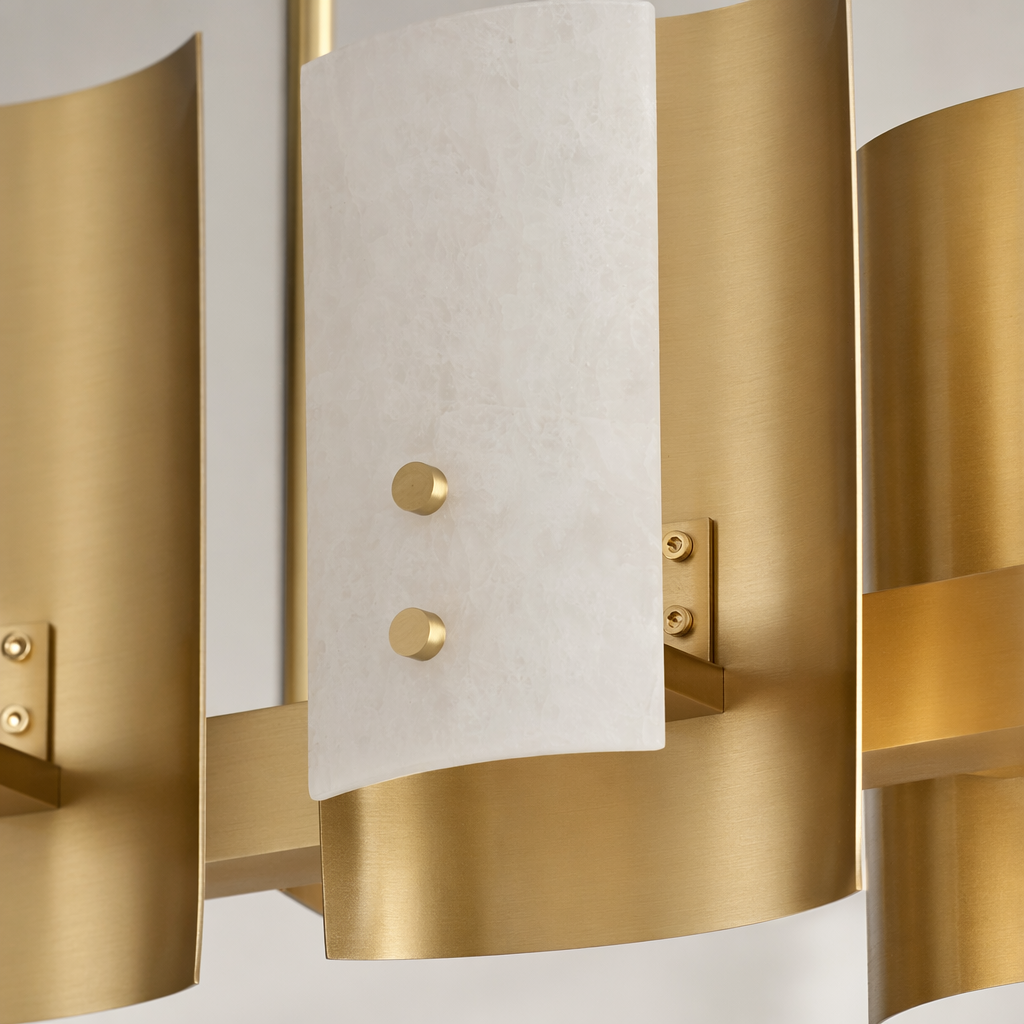 Modern Brushed Brass Alabaster Linear Chandelier - generated main 11 11-material-close-up