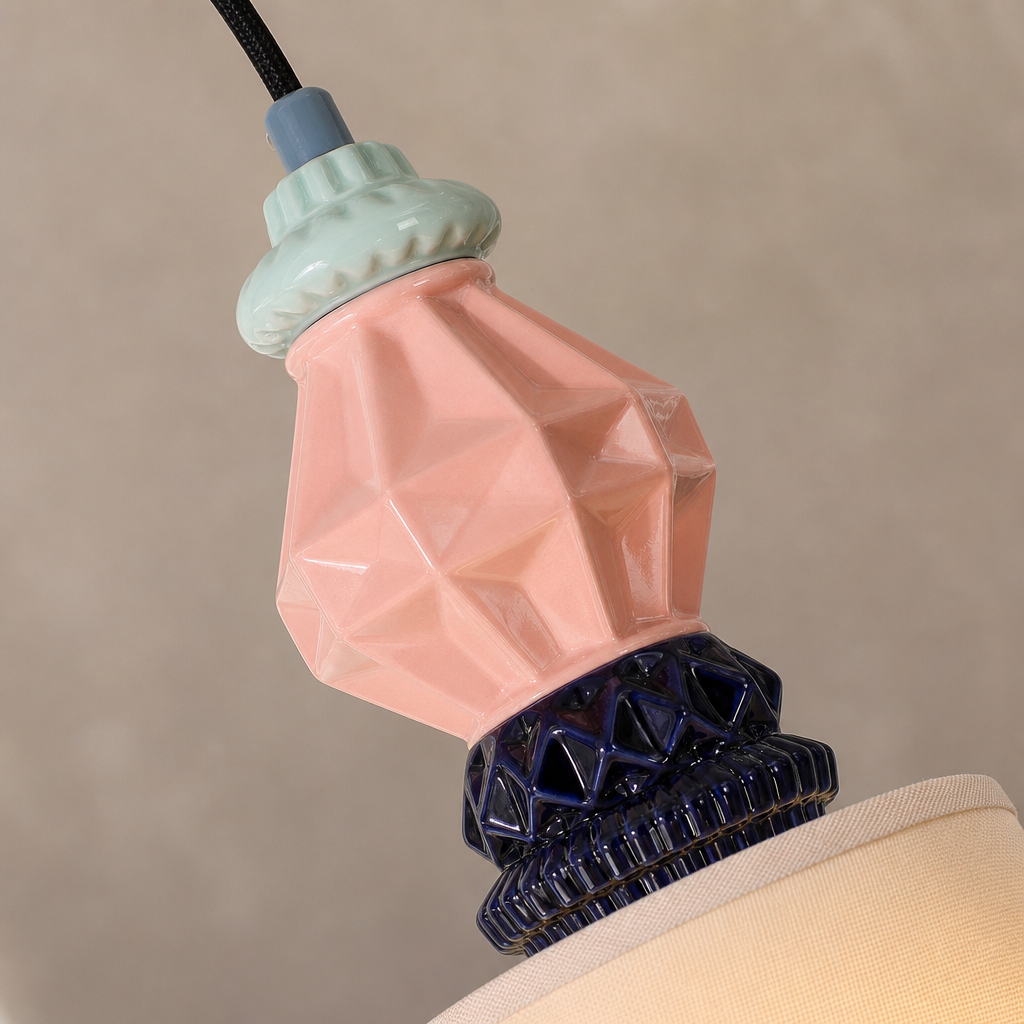 Fog-Glaze Pink Ceramic Mini Pendant material close up