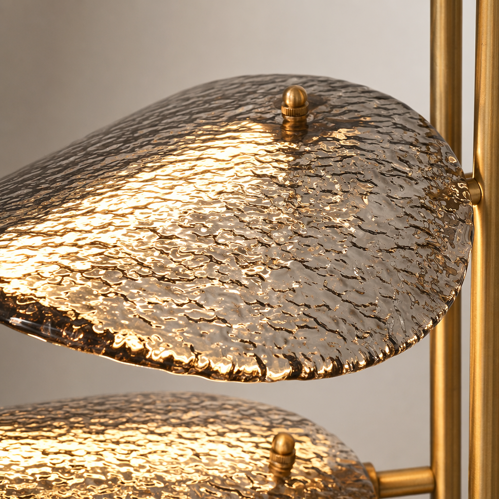Modern Smoked Glass Brass Table and Floor Lamp - 11 11-material-close-up