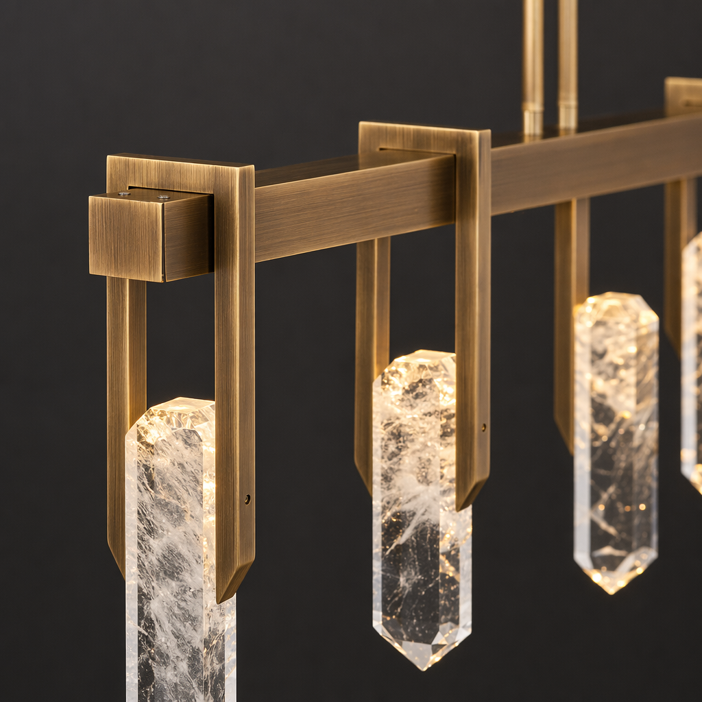 Modern Linear Crystal LED Island Chandelier - generated 11 11-material-close-up