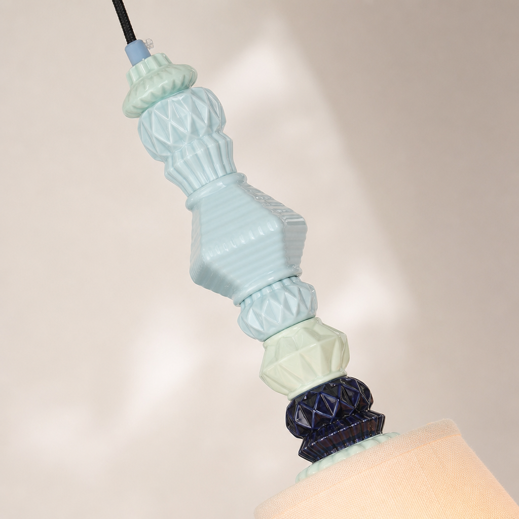Cloud-Glaze Blue Ceramic Mini Pendant material close up