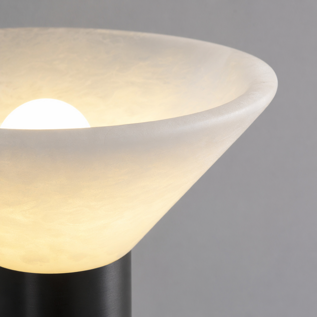 Modern Alabaster Bowl LED Table Lamp - 11 11-material-close-up