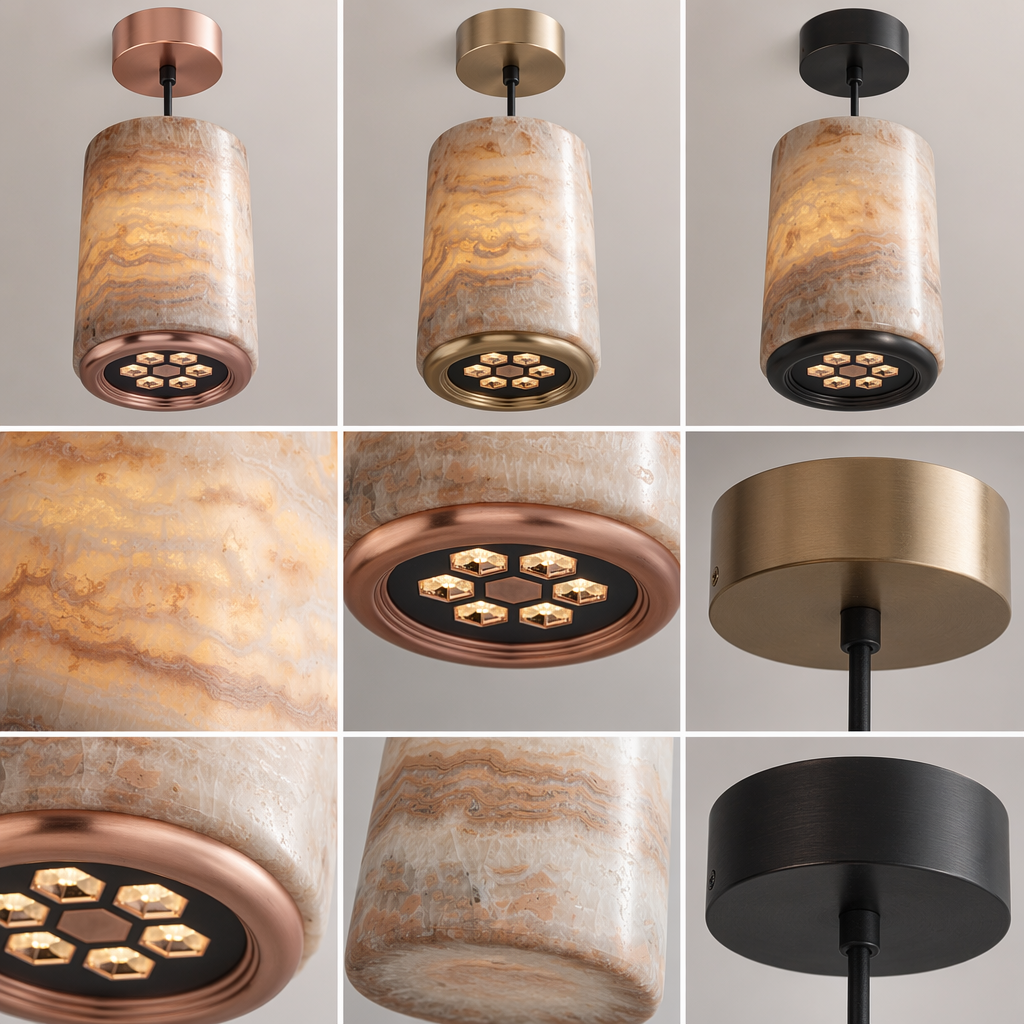 Modern Colorful Stone Cylinder Pendant Light - generated main 11 11-material-close-up