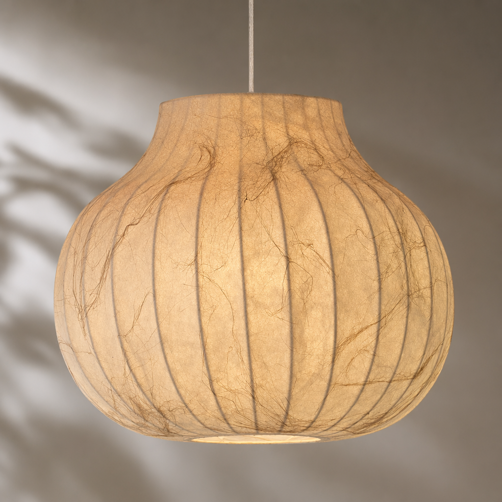Modern Ribbed Silk Globe Pendant Light - generated workflow 11 11-material-close-up