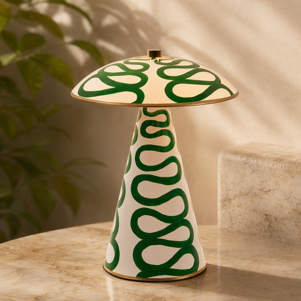 Modern Painted Mushroom Table Lamp - generated workflow 11 11-material-close-up