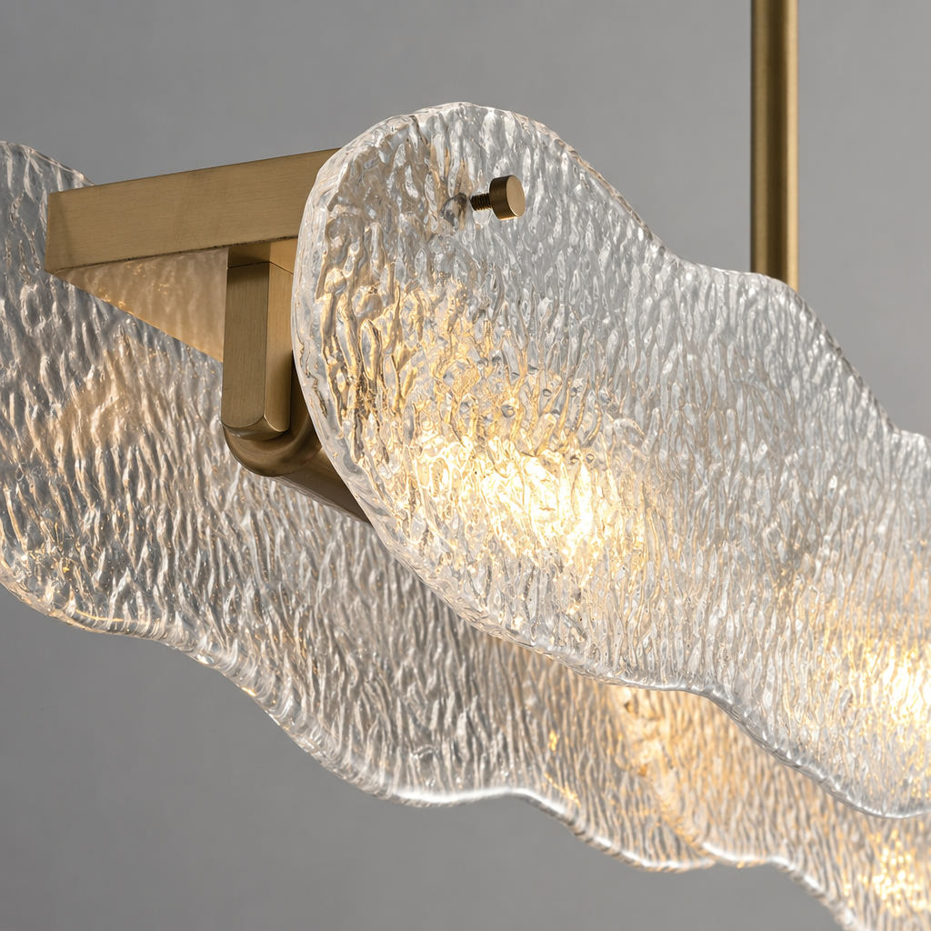 Modern Textured Glass Linear Island Chandelier - 11 11-material-close-up