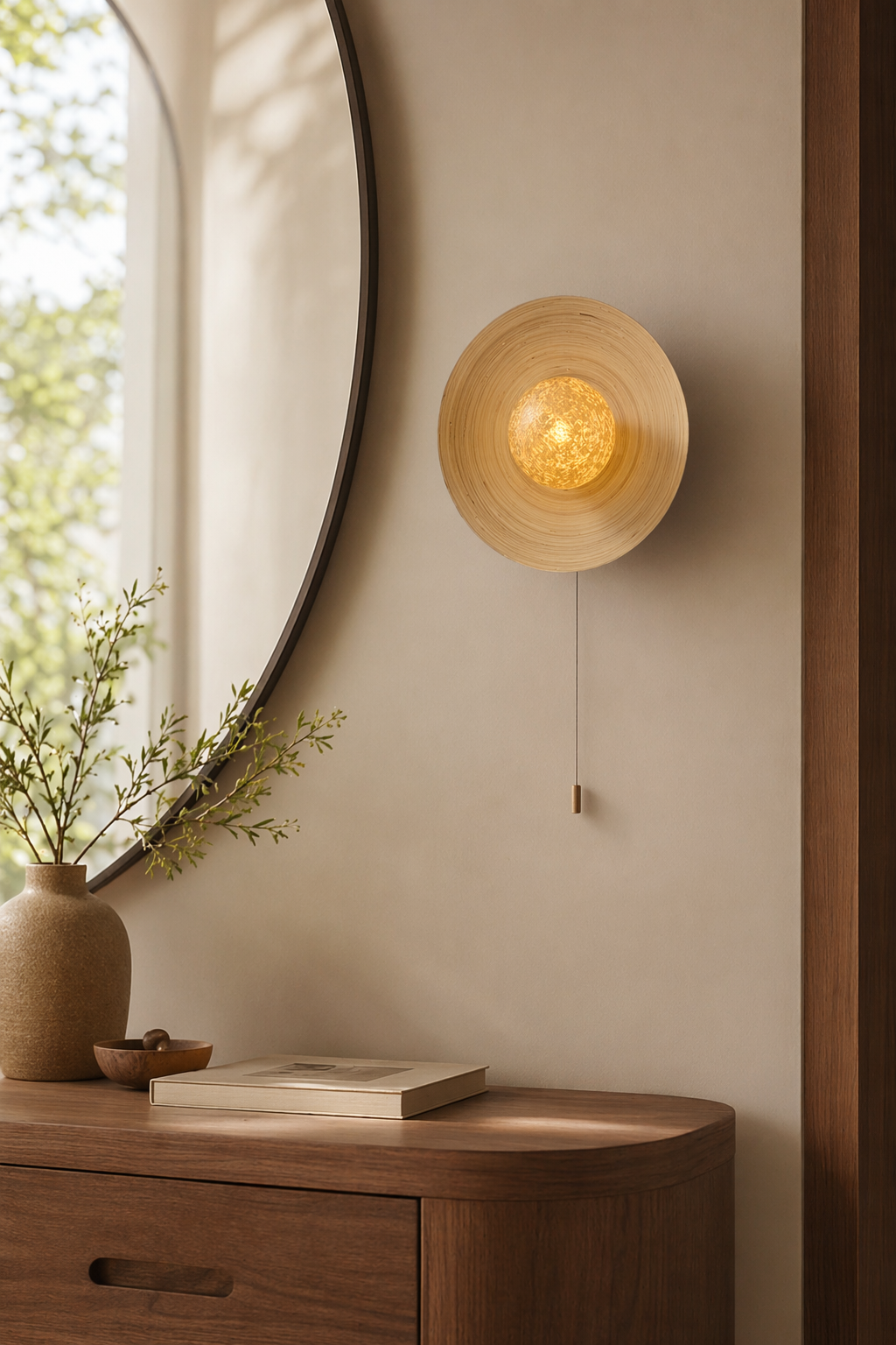 Modern Ice Texture Disc Wall Sconce - generated workflow 11 11-mirror-side-daylight