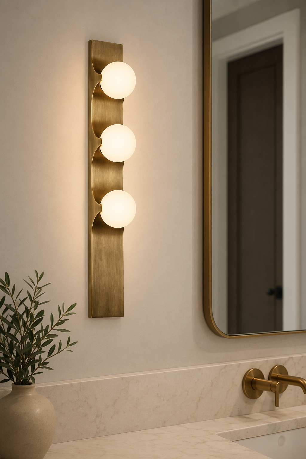 Modern Bronze Glass Globe Linear Wall Sconce - product image 09