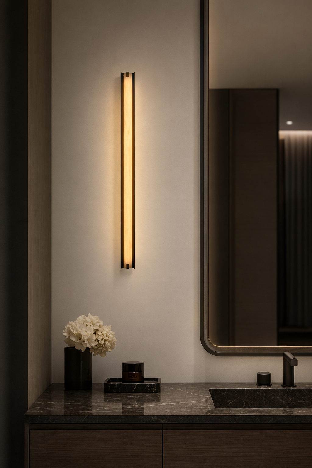 Modern Alabaster Linear Wall Sconce in Antique Brass - product image 10