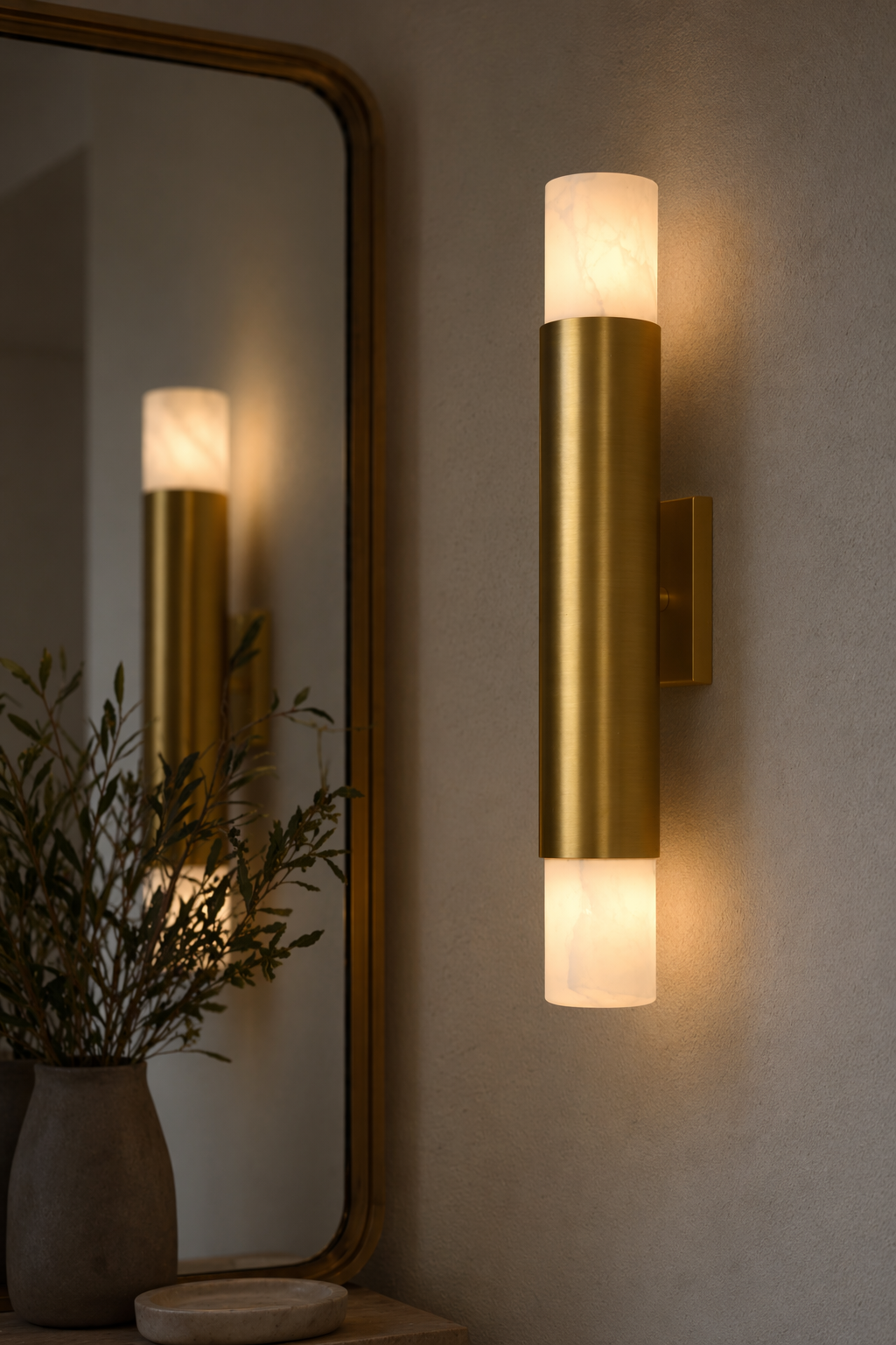 Modern Alabaster Slim Cylinder Wall Sconce - product image 07