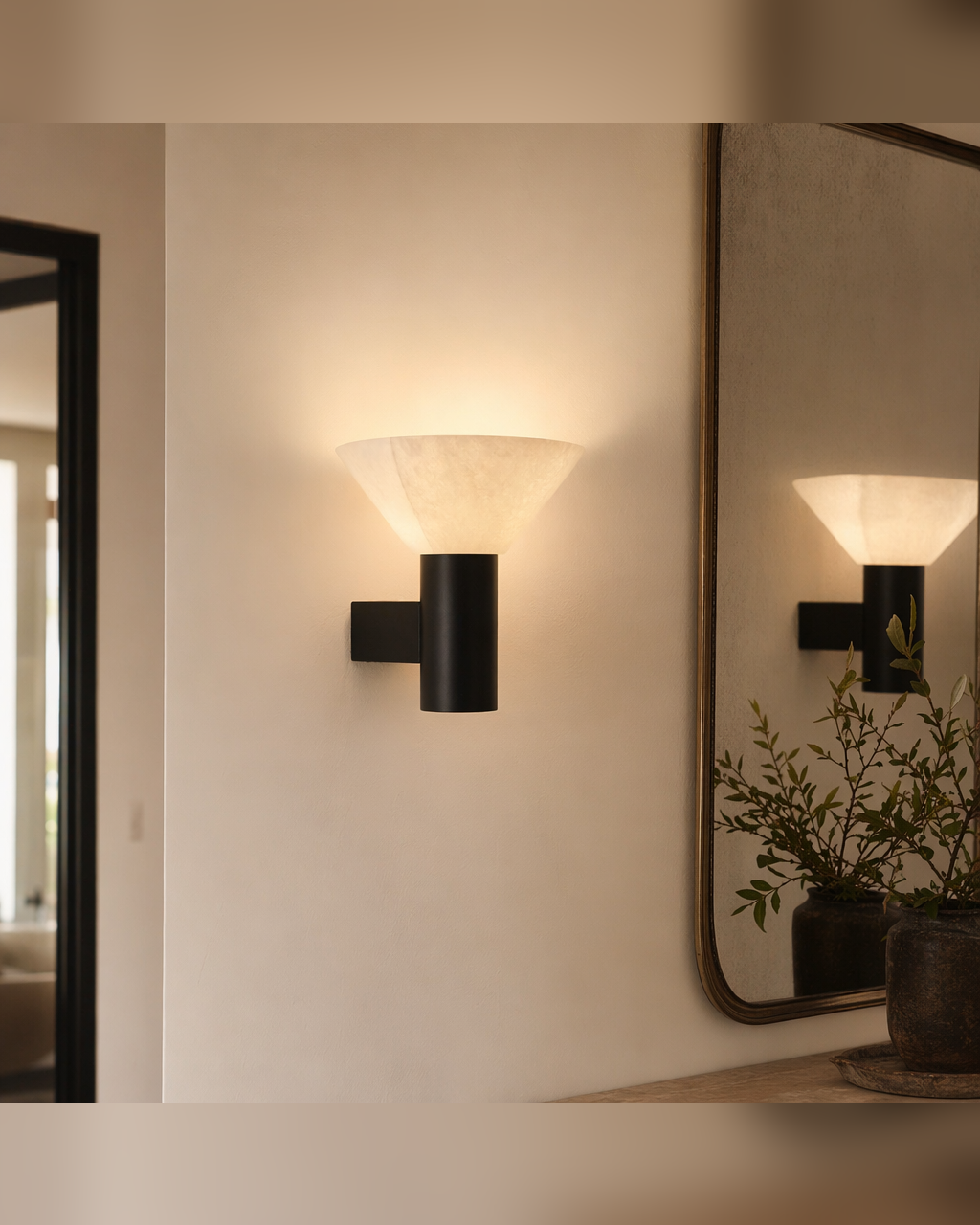 Modern Snowflake Alabaster Cup Wall Sconce - product image 08