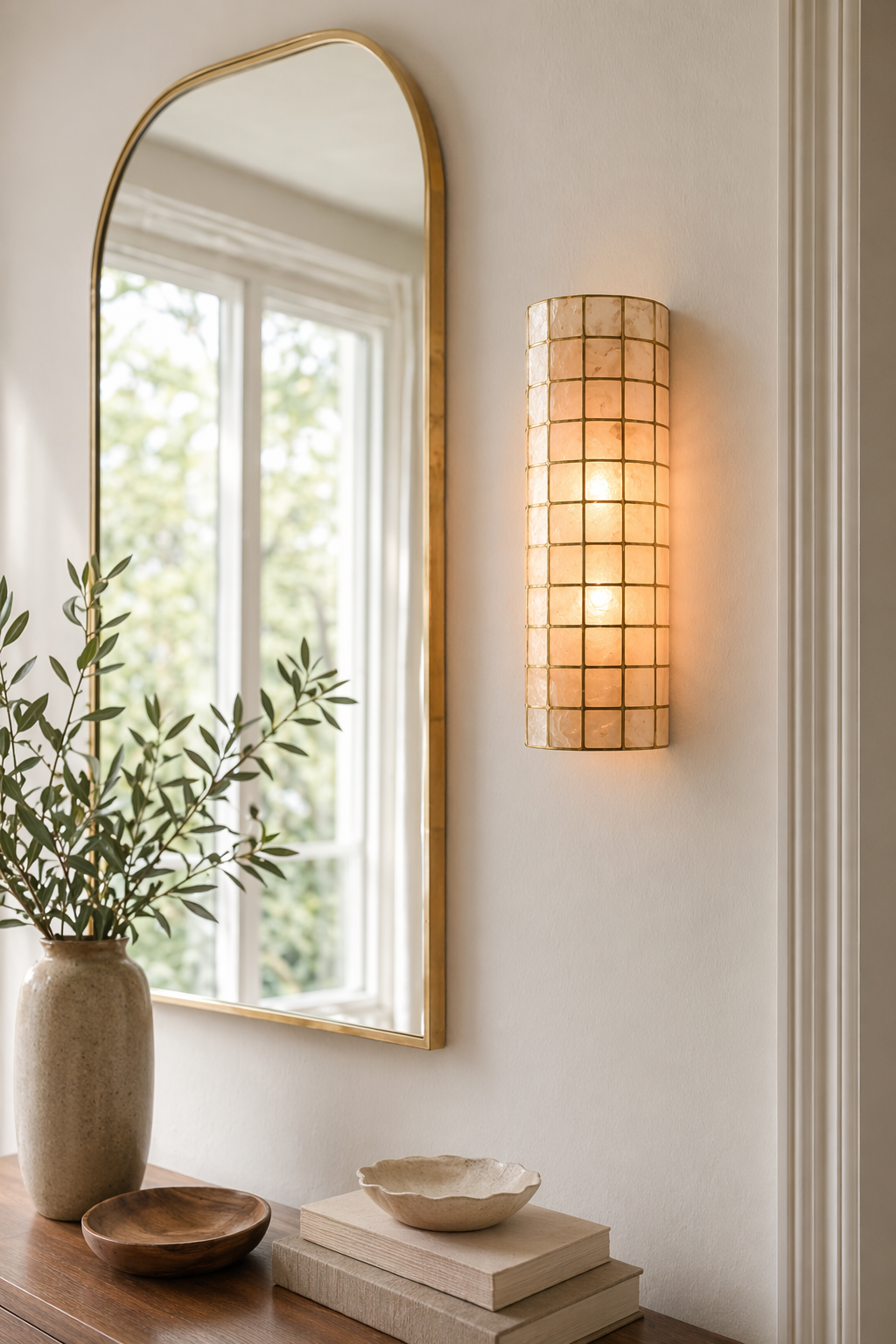 Modern Capiz Shell Mosaic Wall Sconce - 11 11-mirror-side-lighting