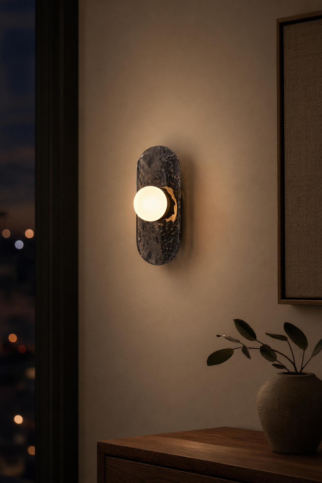 Modern Smoky Glass Linear Wall Sconce - generated main 11 11-night-mood