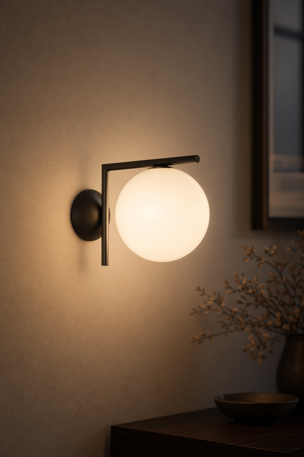 Modern Globe Arm Wall Sconce - generated main 11 11-night-mood